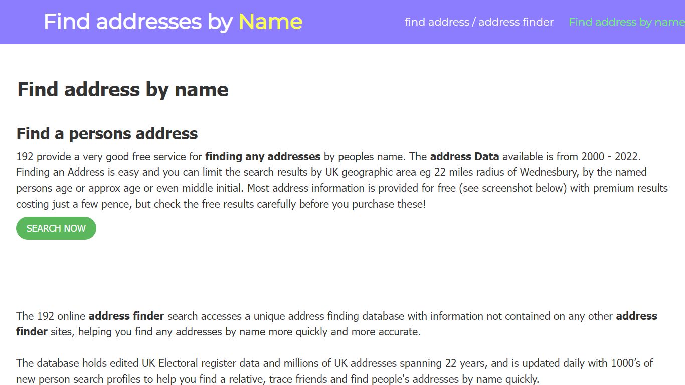 Find a persons address - 2022 - find addresses by name.co.uk